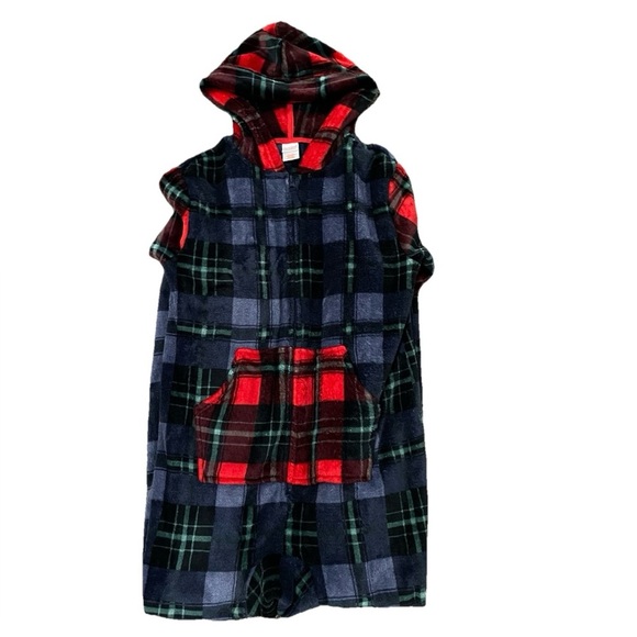 Cat & Jack Kids Christmas Union Suit Pajamas Size 14 Red Blue Holiday One Piece - Picture 1 of 4